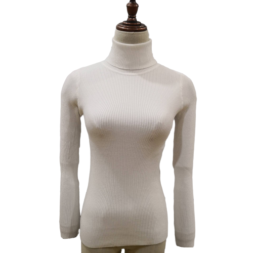 Pull Col Roulé Blanc Femme