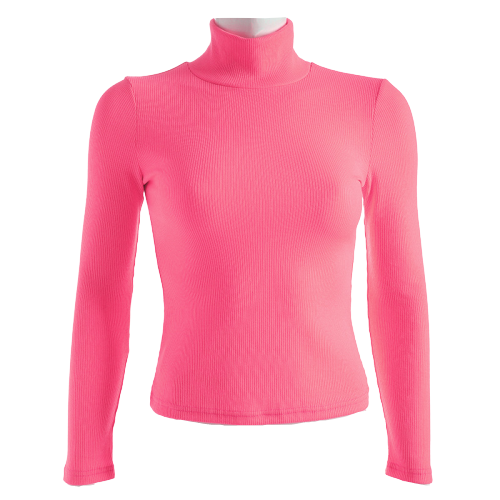 Col Roulé Femme Rose Fluo