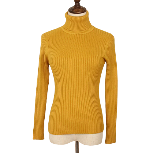 Pull Col Roulé Jaune Femme