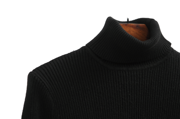 Pull Col Roulé Noir Femme