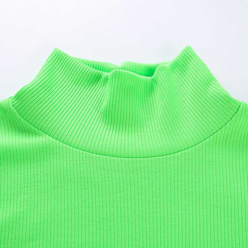 Col Roulé Femme Vert Fluo