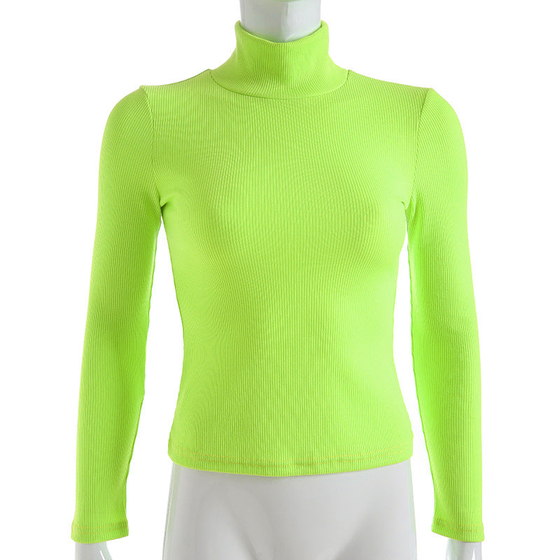Col Roulé Femme Jaune Fluorescent