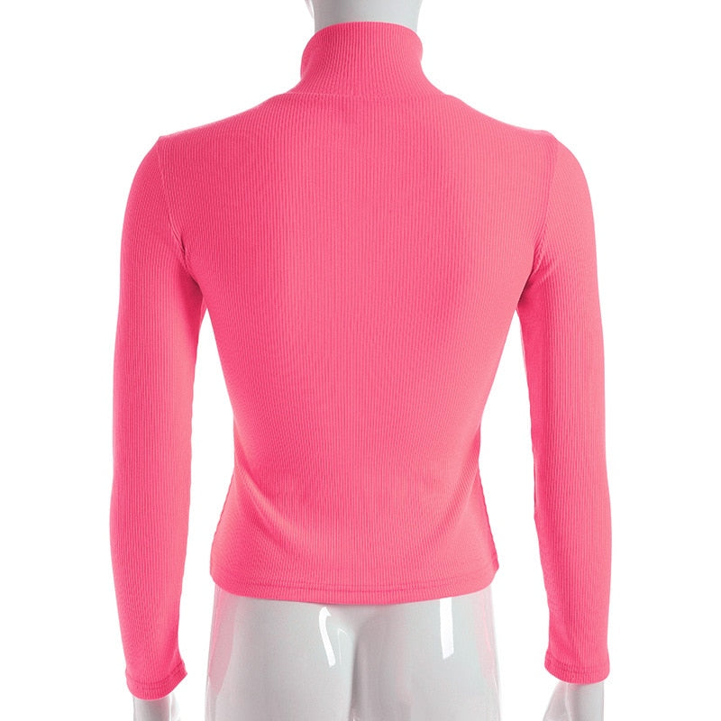Col Roulé Femme Fluo Rose