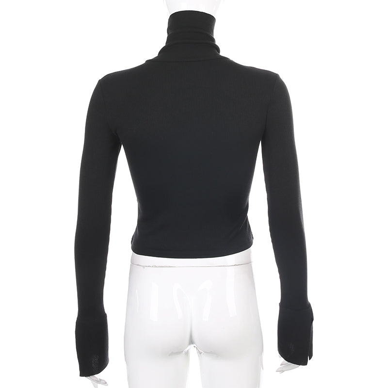 Crop Top Col Roulé