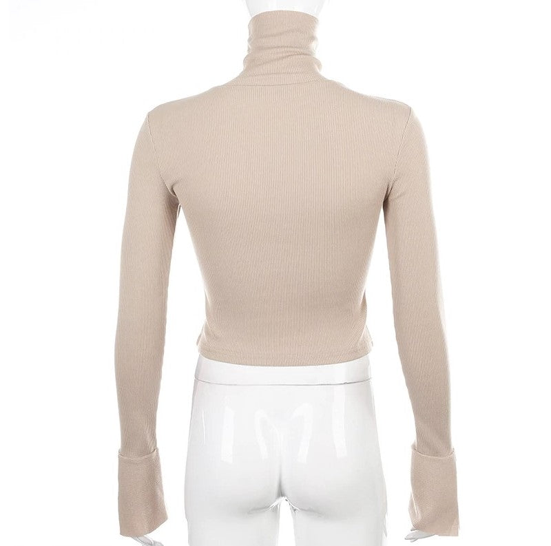 Crop Top Col Roulé