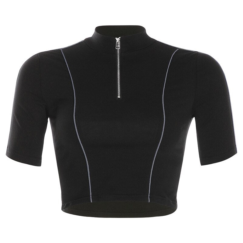 Crop Top Noir Zippé