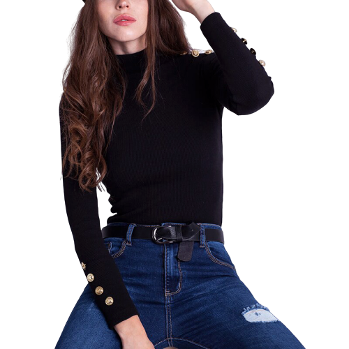 Pull Col Montant Boutonné Femme