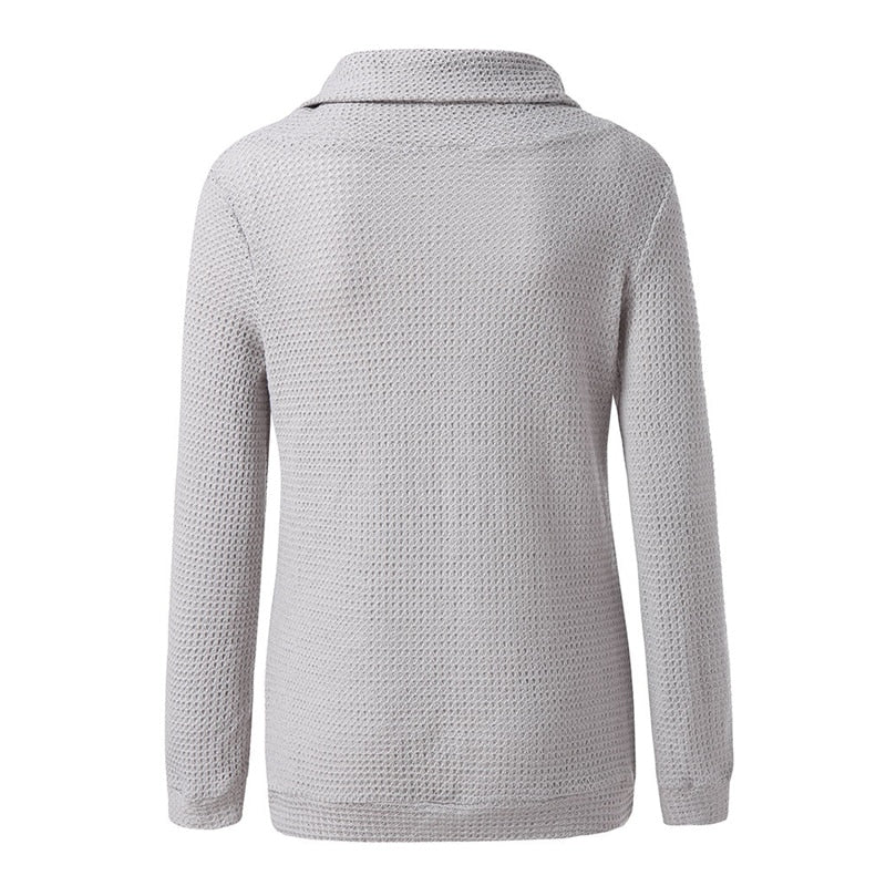 pull col large femme gris