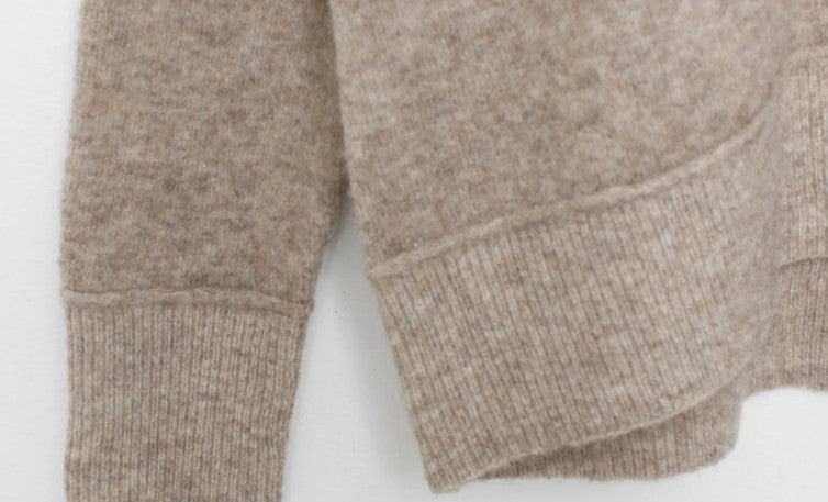 Pull Col Roule Femme Oversize Beige