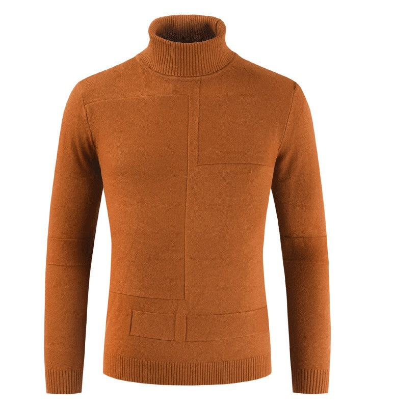 Pull COl Roulé Homme Orange