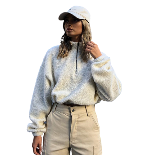 Pull Col Zip Femme Blanche