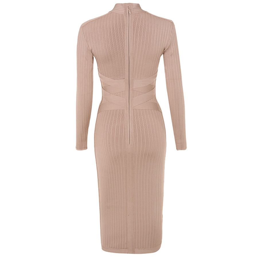 robe col roulé rose pale