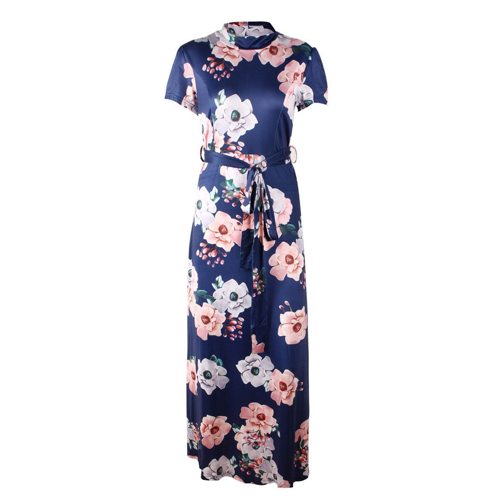 Robe d'Eté Col Montant Bleu Marine
