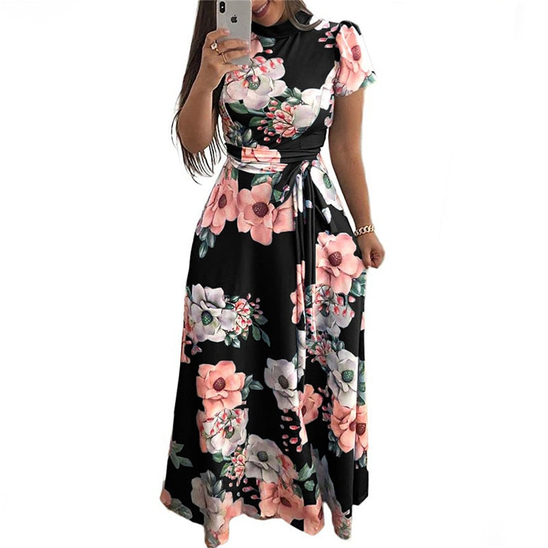 robe été col montant noir