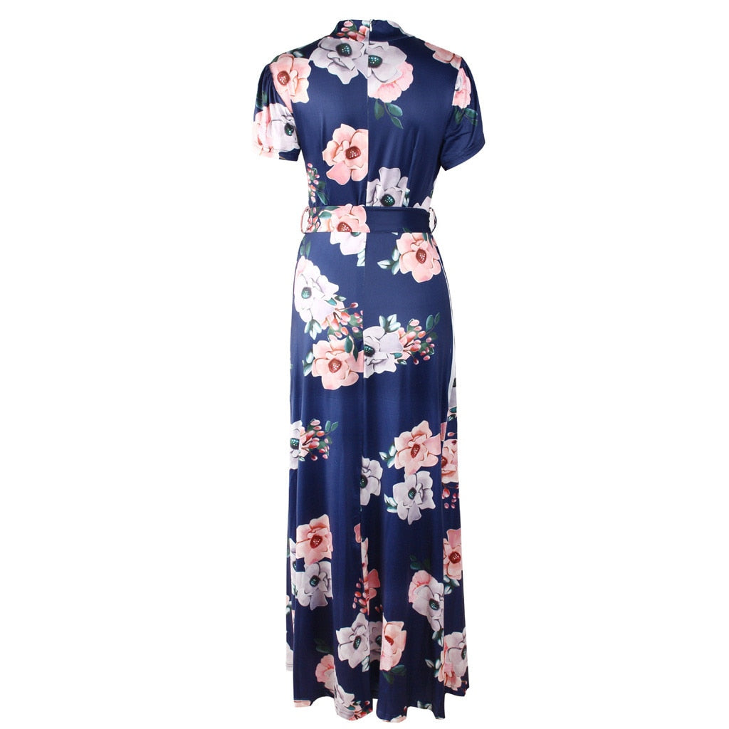 robe ete col montant bleue marine