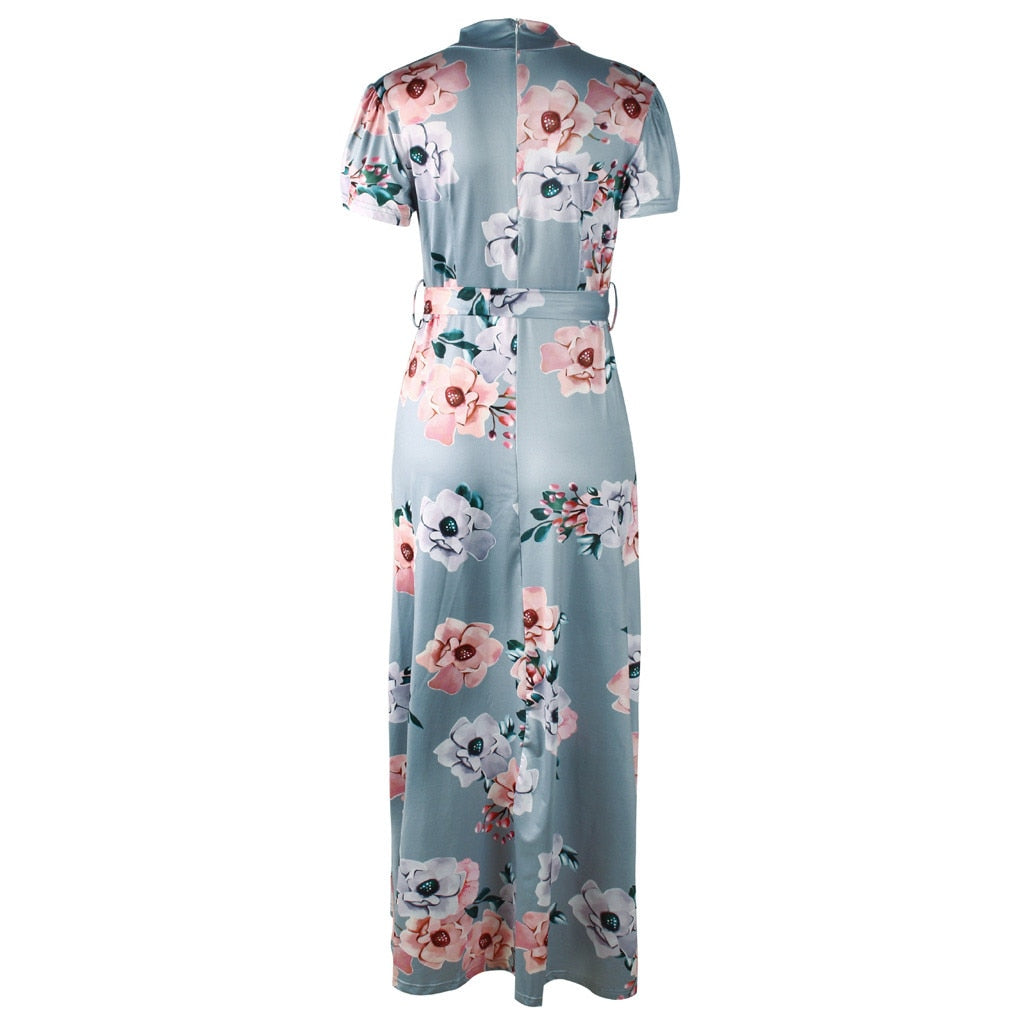 robe ete col montant bleue ciel