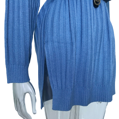 Robe-Pull Col Roulé Bleu