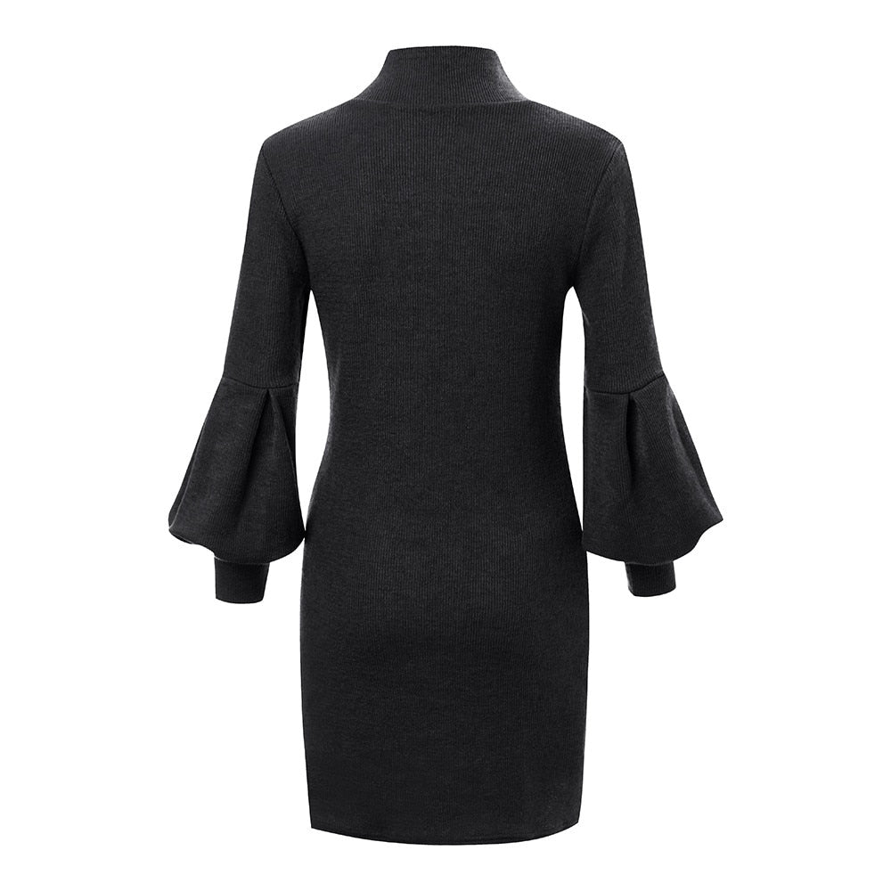 robe pull femme col roule noir