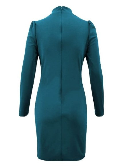 robe col montant vert forêt
