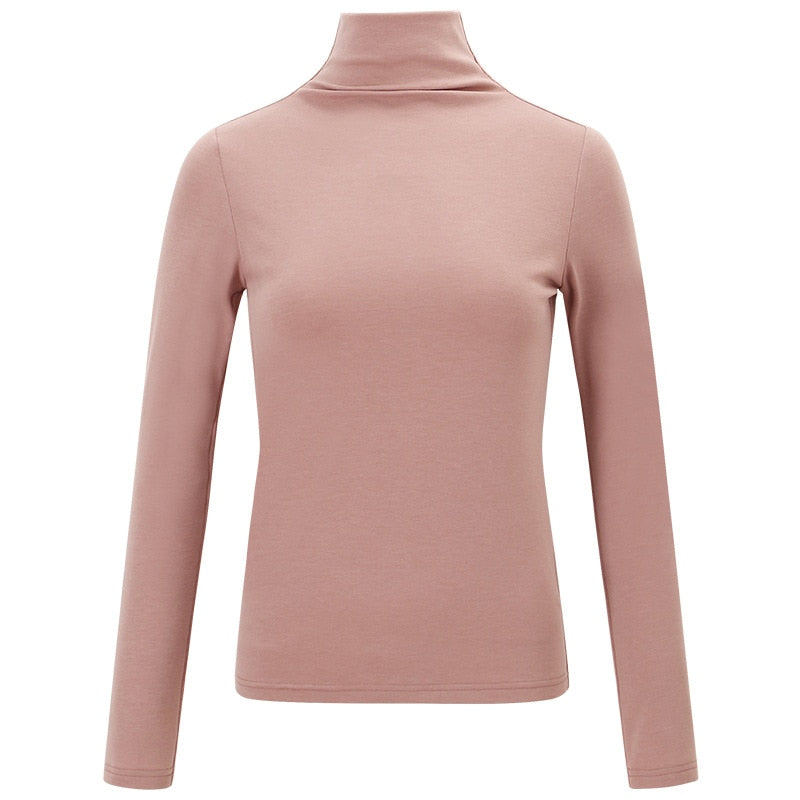 Sous-pull Col Roulé Femme Rose Pâle