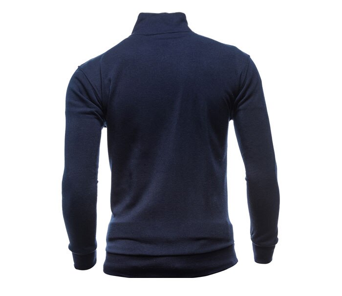 Veste Zip Col Roulé Bleu Marine Homme