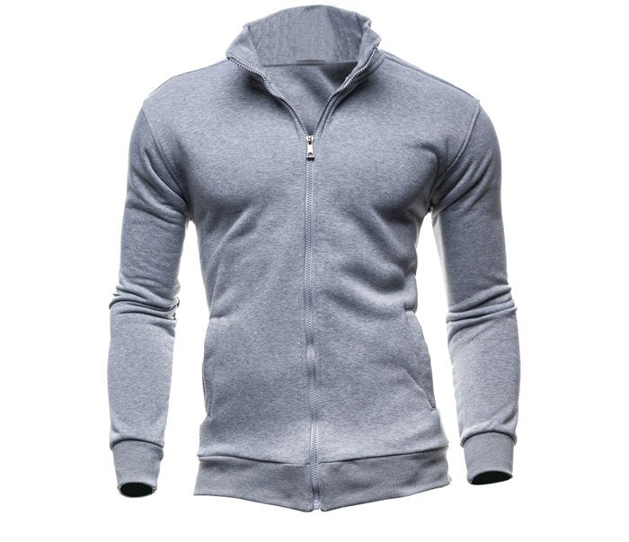 Veste Zippe Col Montant Gris Clair Homme MonColRoule