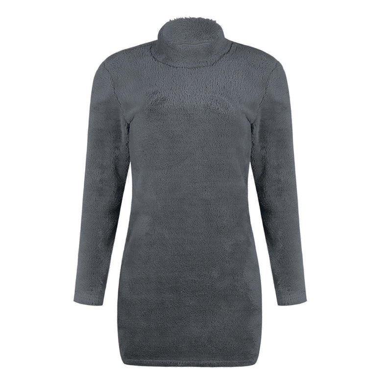 Robe-Pull Col Montant Gris 