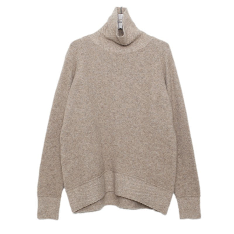 Pull Col Roulé Femme Oversize Beige