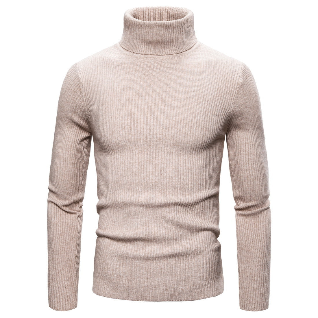 Pull Col Roulé Beige Homme