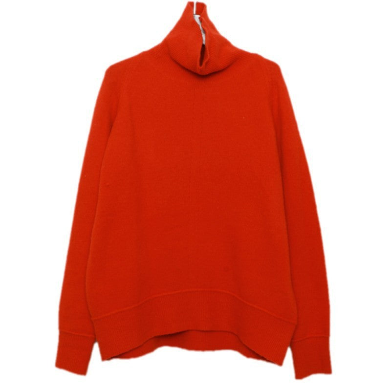 Pull Col Roulé Femme Oversize Rouge