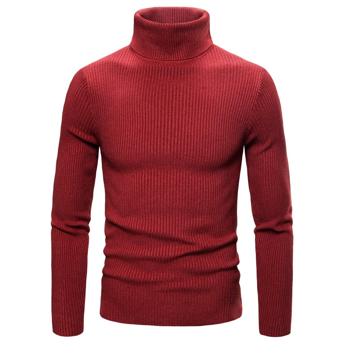 Pull Col Roulé Rouge Homme
