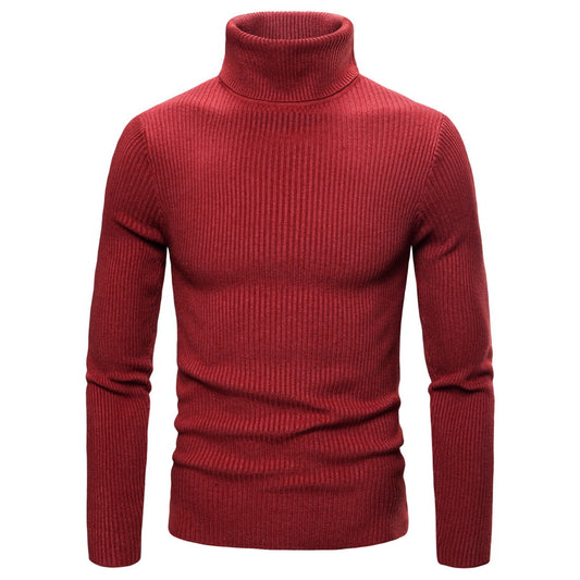 Pull Col Roulé Rouge Homme