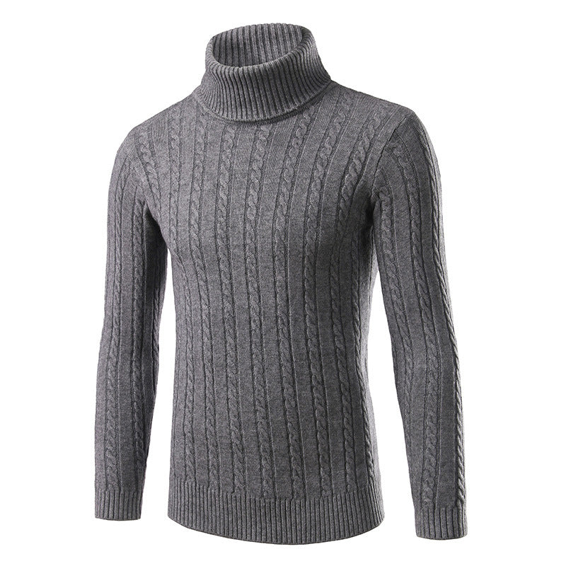 Pull Col Roulé Torsadé Homme Gris