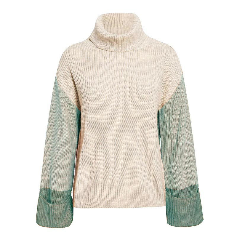 Col Roulé Femme Pull Vert