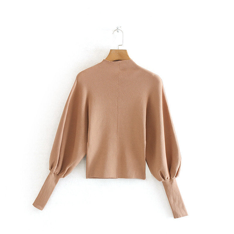 pull col montant beige
