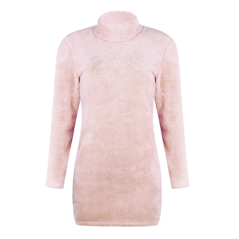 Robe-Pull Col Montant Rose