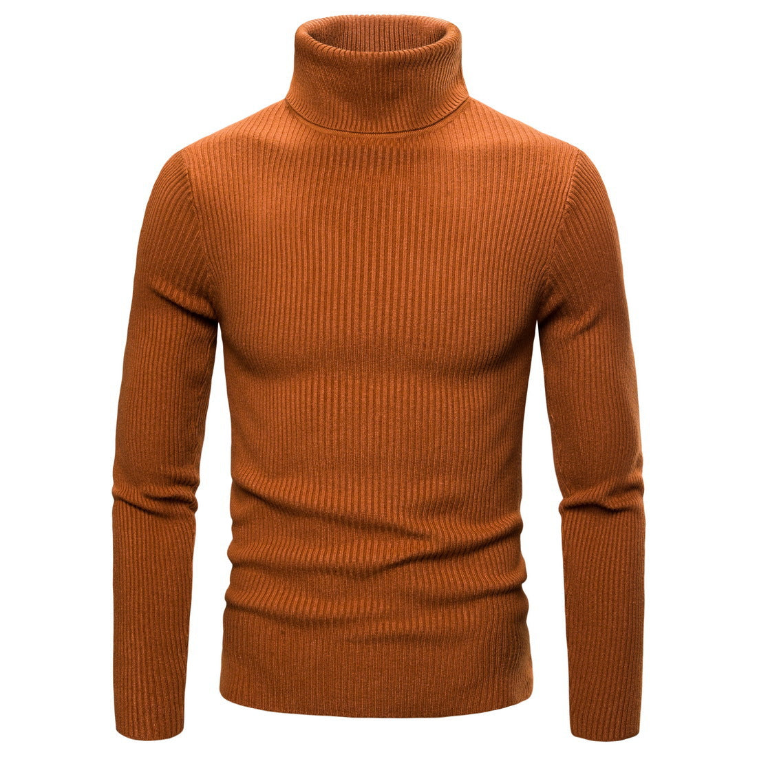 Pull Col Roulé Orange Homme