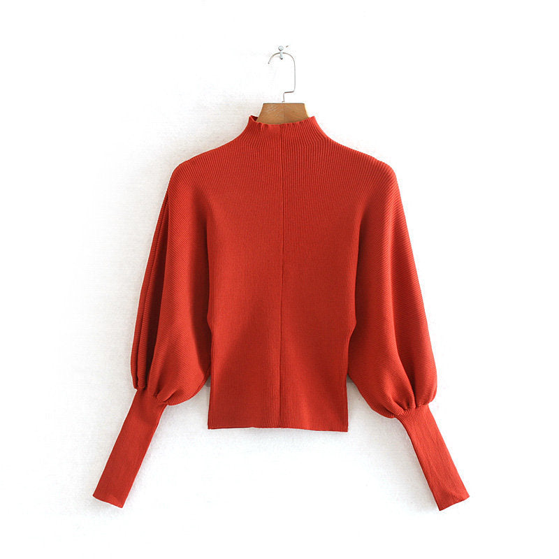pull col montant rouge
