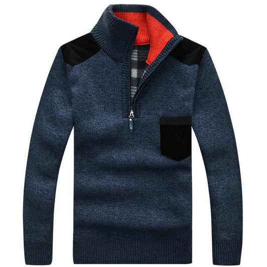 Pull Zip Homme Bleu