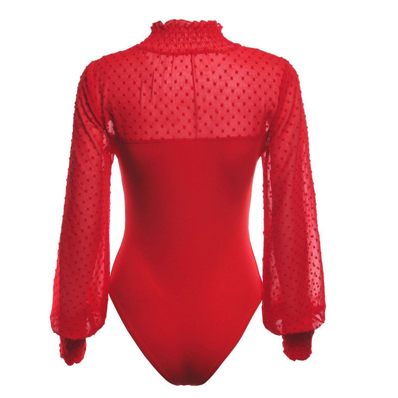 Body Col Montant Transparente Rouge