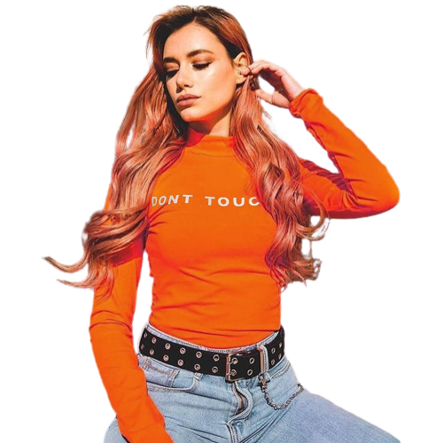 Body Col Montant Orange Femme Don't Touch Me