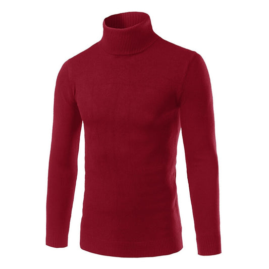 Col Roulé Coton Homme Rouge