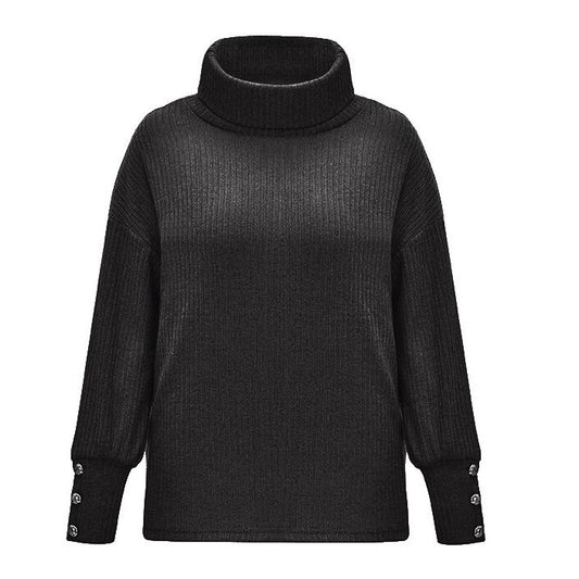 Gros Pull Col Roulé Femme Noir