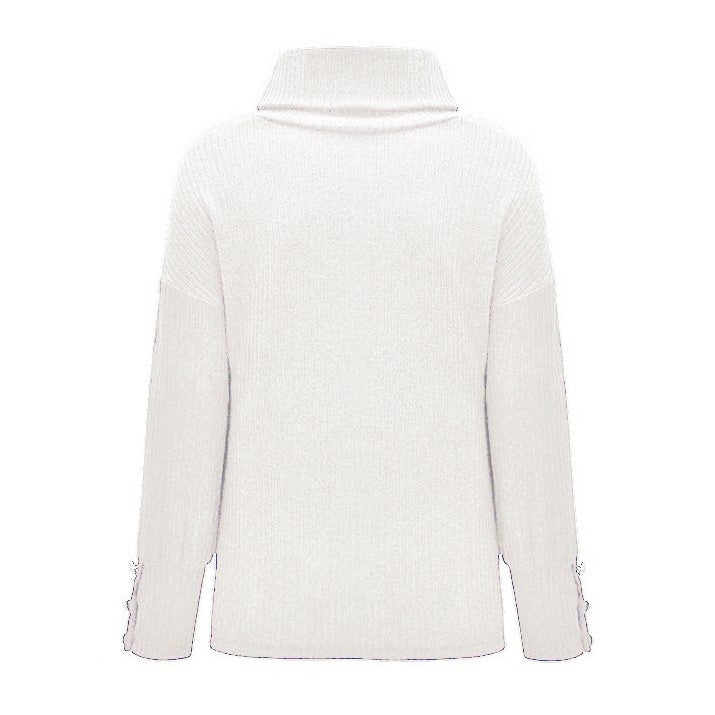 Gros Pull Col Roulé Femme Blanche