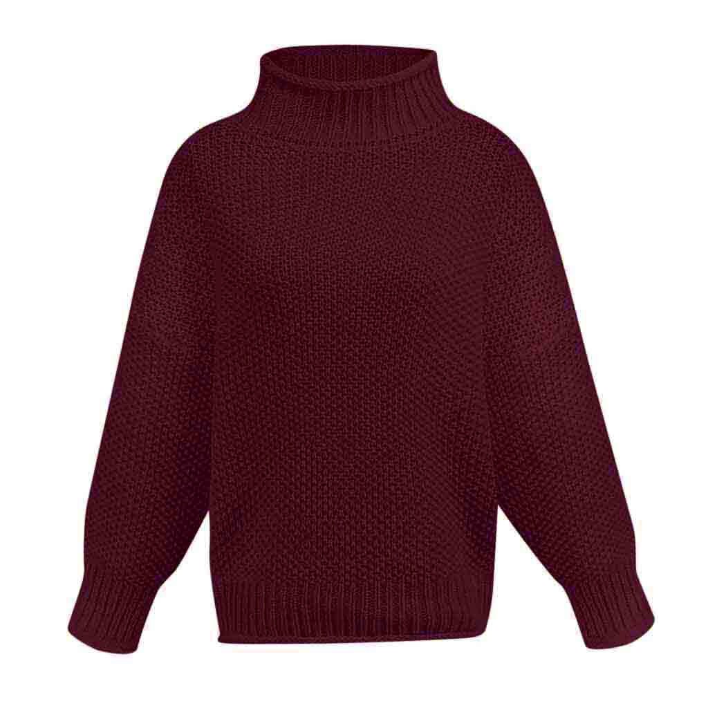 Pull Chaud Col Montant Femme Rouge