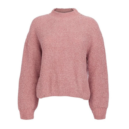 Pull Rose Col Montant Femme