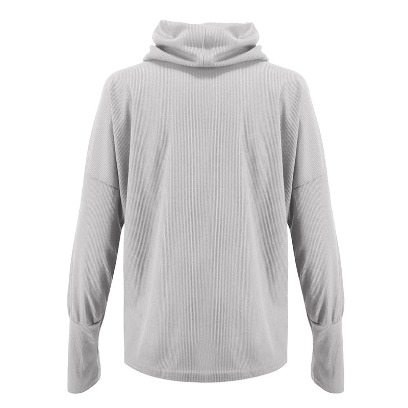 Pull Col Roule Gris Femme