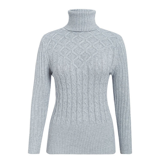 Pull Gris Col Roulé Femme