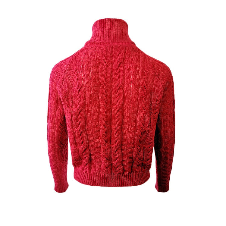 Pull Col Roule Femme Rouge