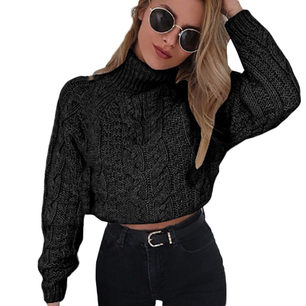 Pull col roulé online noire femme